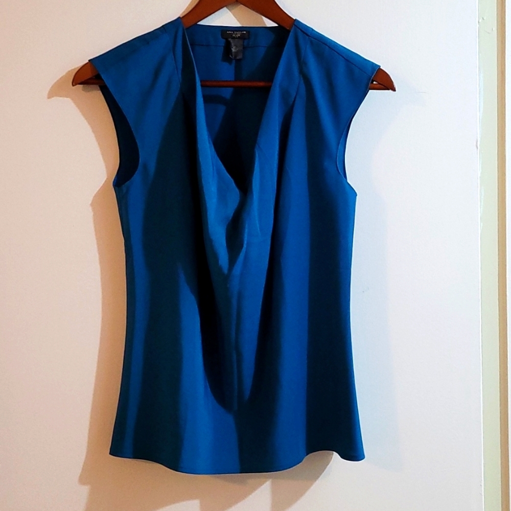 Blue Ann Taylor short sleeve blouse